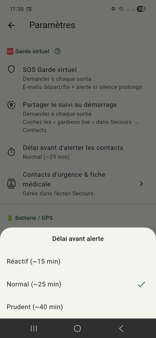 Paramètres garde virtuel